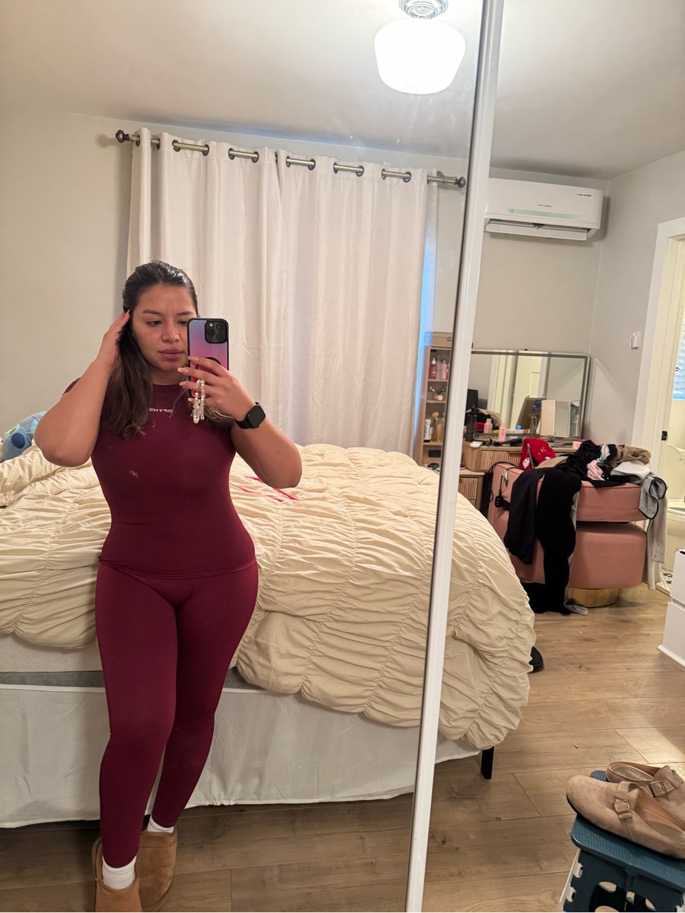 Dfyne Winter Berry Impact Leggings and Top